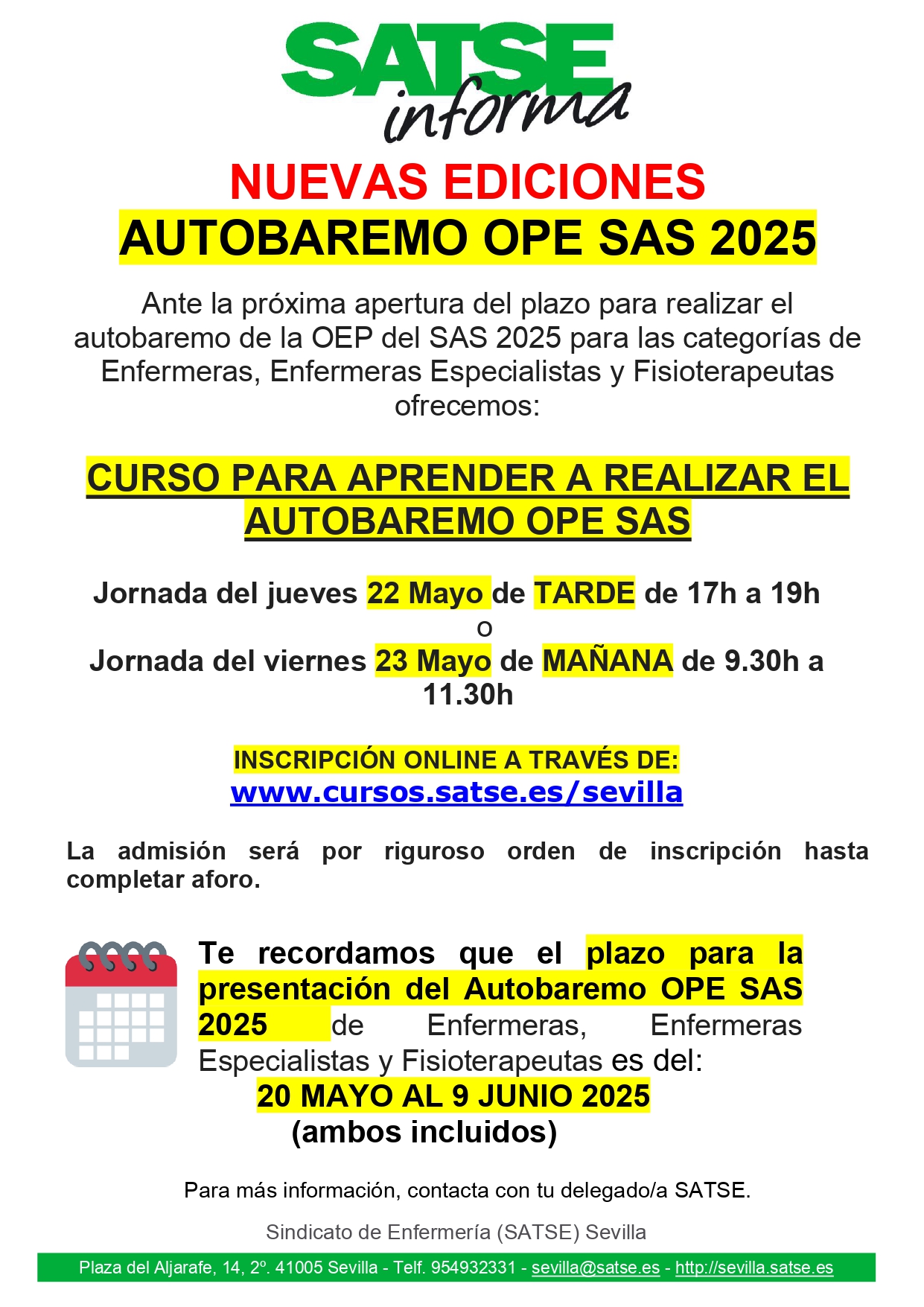 CURSO PARA APRENDER A REALIZAR EL AUTOBAREMO OPE SAS (Turno de mañana) 23 de mayo