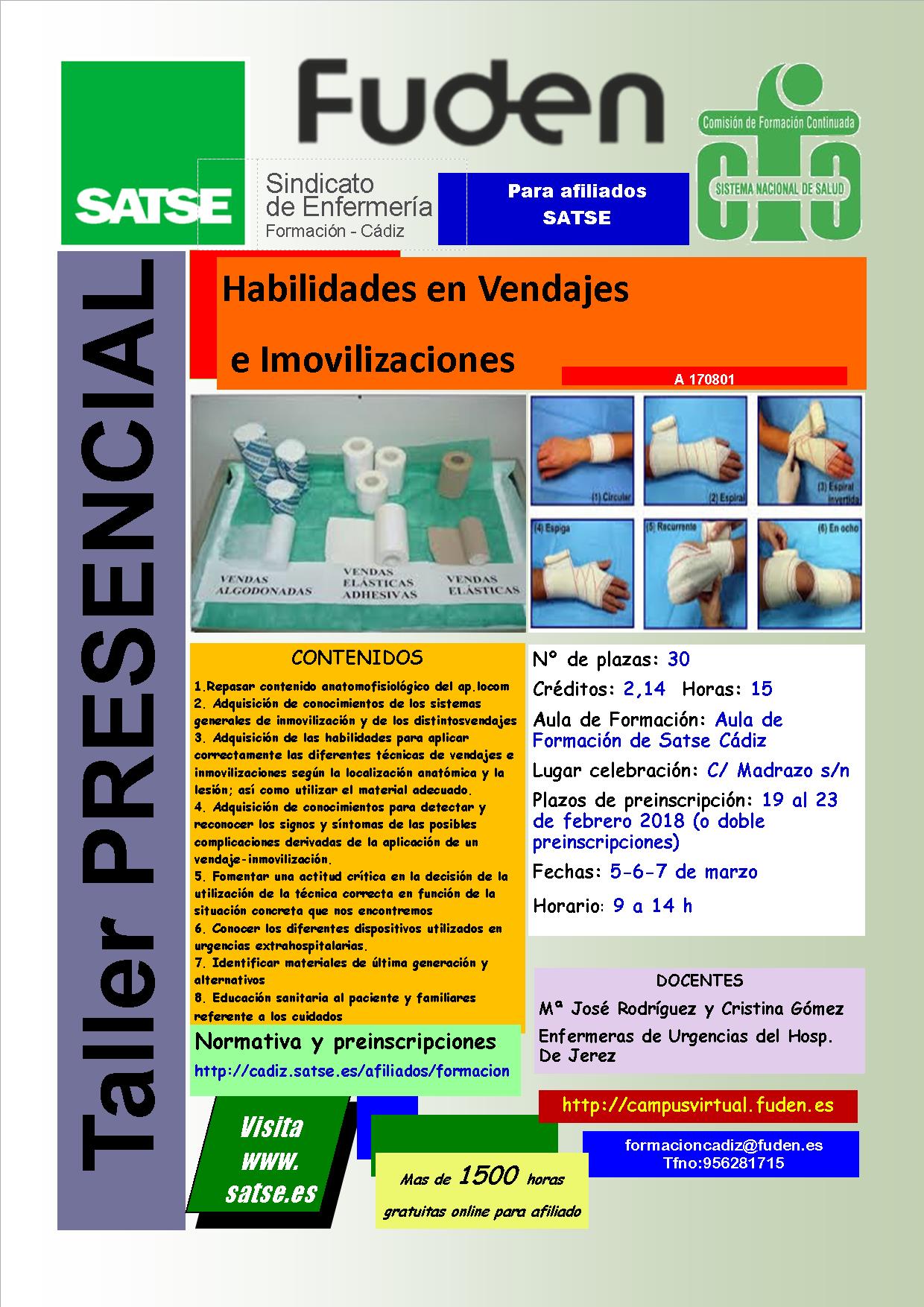 2018-SATSE Cádiz - Habilidades en vendajes e inmovilizaciones