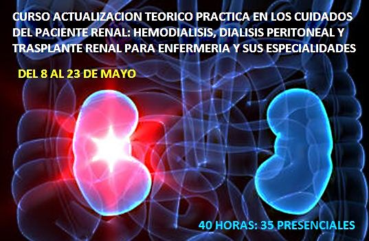CURSO ACTUALIZACIÓN TEÓRICO PRÁCTICA EN LOS CUIDADOS DEL PACIENTE RENAL: HEMODIALISIS, DIÁLISIS PERITONEAL Y TRASPLANTE RENAL PARA ENFERMERÍA Y SUS ESPECIALIDADES