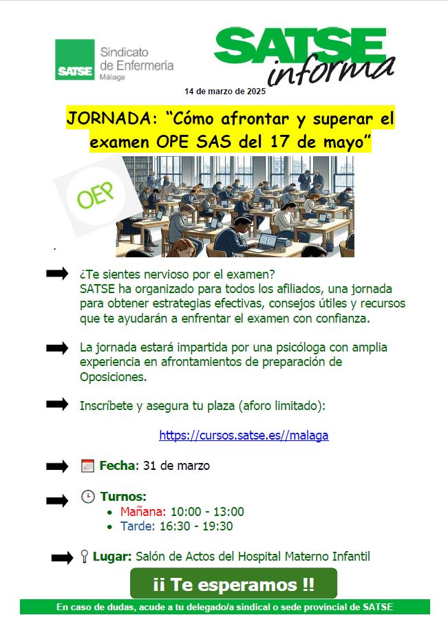 JORNADA: “Cómo afrontar y superar el examen OPE SAS 2025” TURNO MAÑANA
