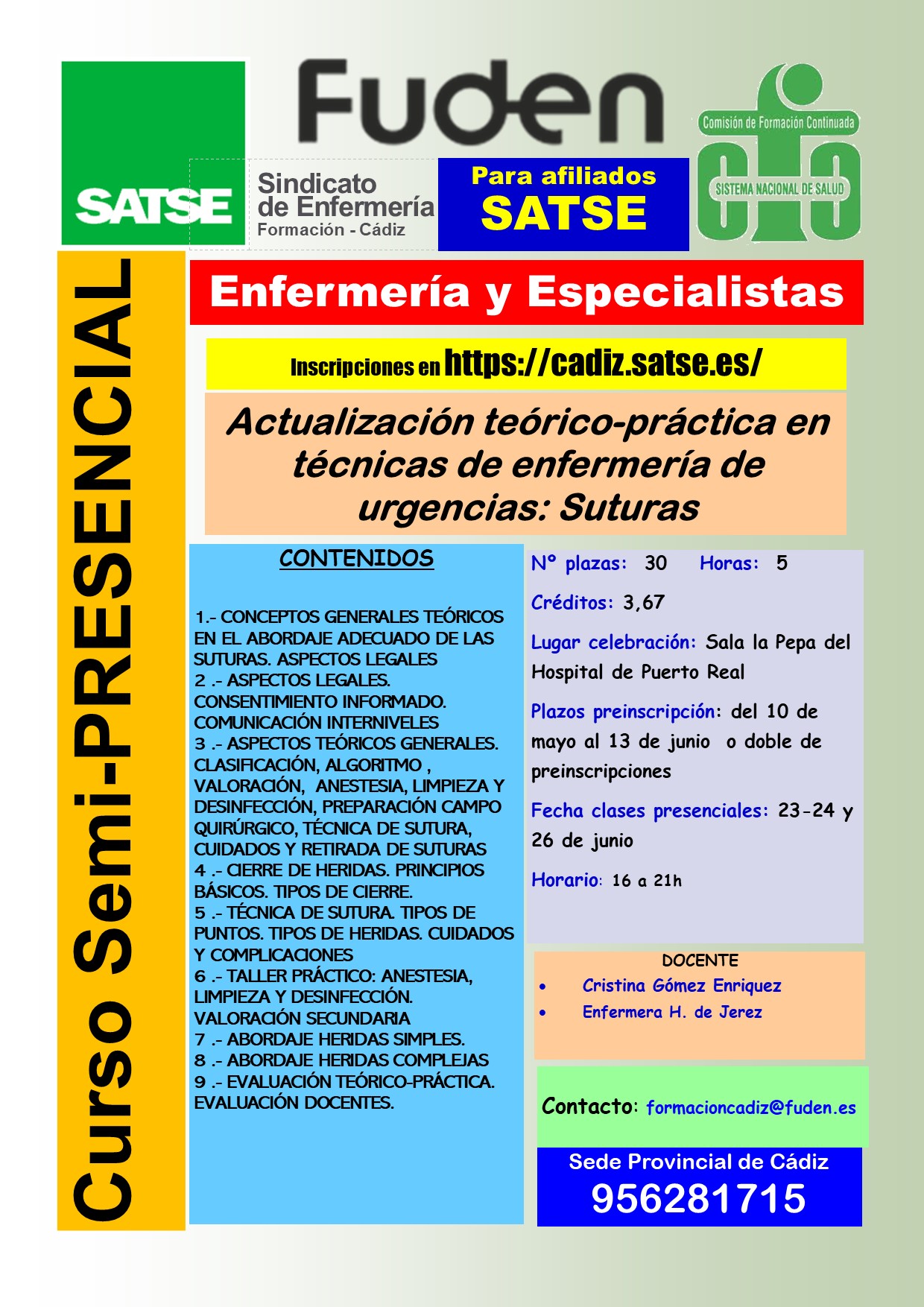 Actualización teórico-práctica en técnicas de enfermería de urgencias: Suturas 