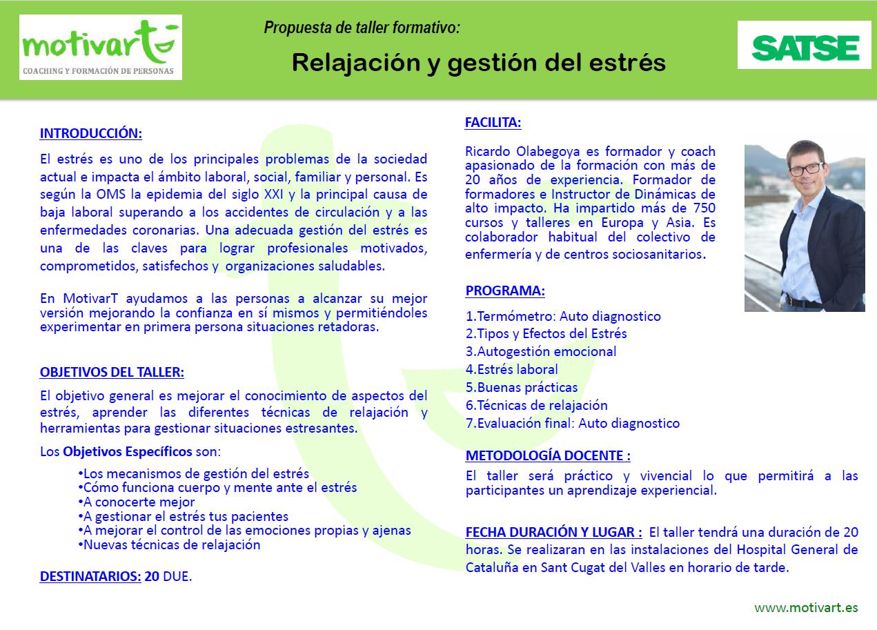 Taller Formativo: Relajación y gestión del estrés. MATÍ