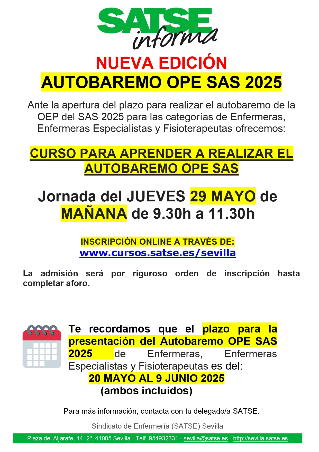 CURSO PARA APRENDER A REALIZAR EL AUTOBAREMO OPE SAS 29 Mayo (Turno de mañana)