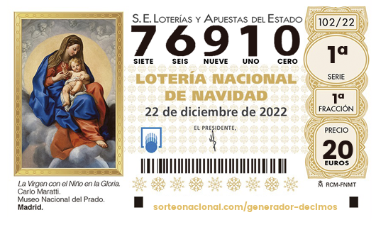 2 DÉCIMOS 40€_LOTERIA NAVIDAD SATSE AFILIADOS_76910