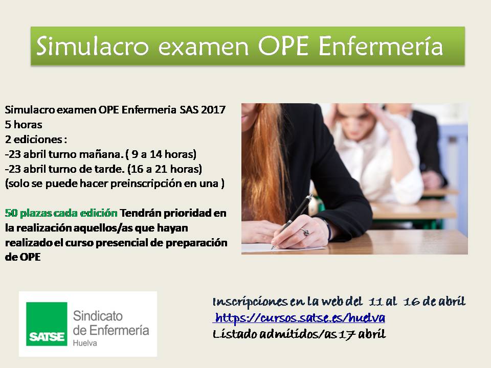 Turno mañana  : Simulacro examen OPE Enfermeria