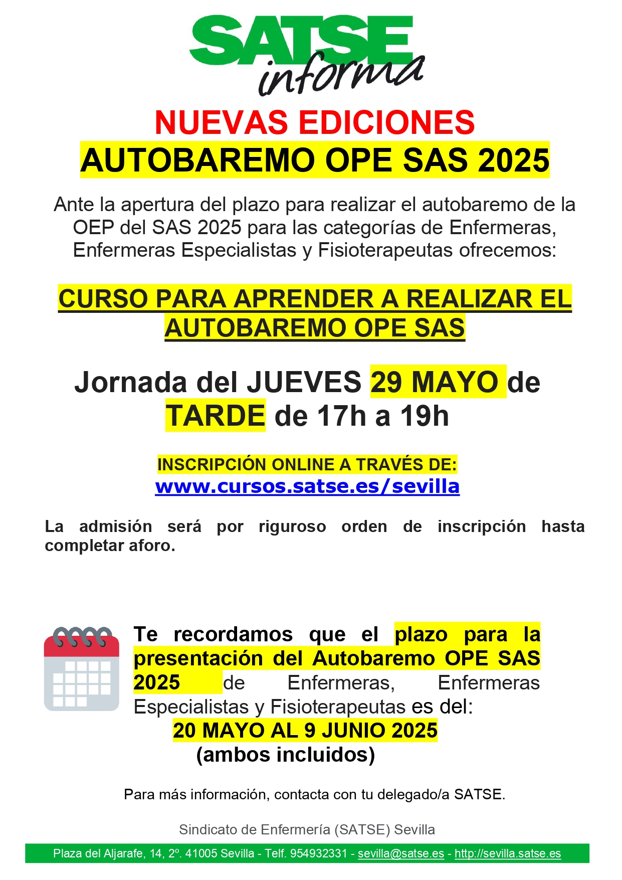 CURSO PARA APRENDER A REALIZAR EL AUTOBAREMO OPE SAS 29 Mayo (Turno de tarde)